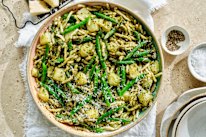 Julia Busuttil Nishimura’s Ligurian pesto pasta with beans and potatoes.