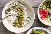 Adam Liaw’s tomato, onion and cucumber raita.