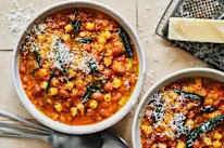 This cheat’s pasta e fagioli is warming, fortifying and easily adapted for vegetarians.
