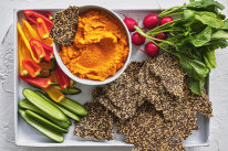 Serve the dip with crudités and these crunchy, gluten-free seeded crackers.
