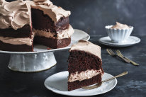 Everyday chocolate cake with whipped cocoa cream.