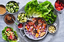 Salmon and lettuce miang.