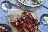 Beef and tomato skewers.