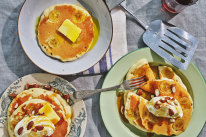 Banana pancakes with toasted almonds.