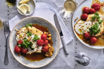Fish with tomatoes, harissa and fennel.