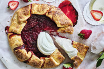 Strawberry galette with rose cream.
