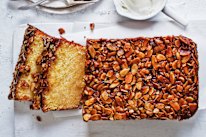 Adam Liaw’s Swedish almond loaf is finished with a moreish butterscotch almond topping.
