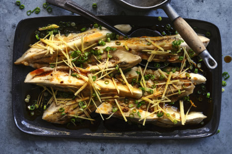 Adam Liaw’s steamed eggplant with fragrant oil