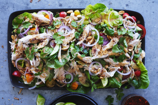 Satay roast chicken salad.