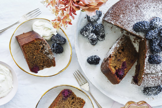 Julia Busuttil Nishimura’s blackberry and espresso hazelnut cake.