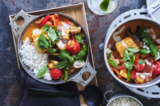 Red curry barramundi.