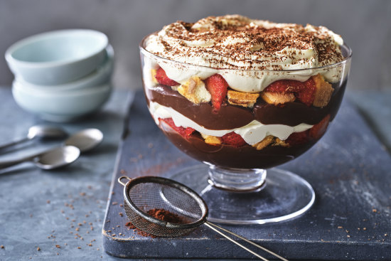 Strawberry and chocolate pudding.