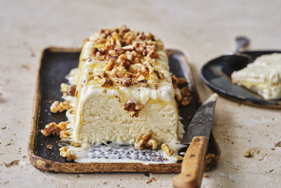 Adam Liaw’s honey and walnut semifreddo.