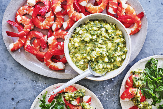 Prawns with sauce gribiche.