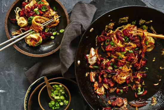 Pork and cabbage yakisoba.