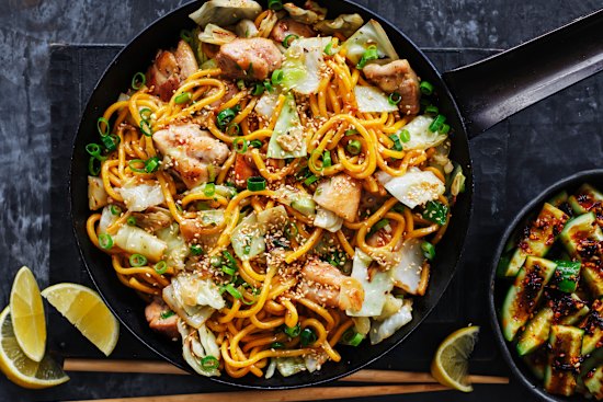 Salt and pepper chicken noodles.