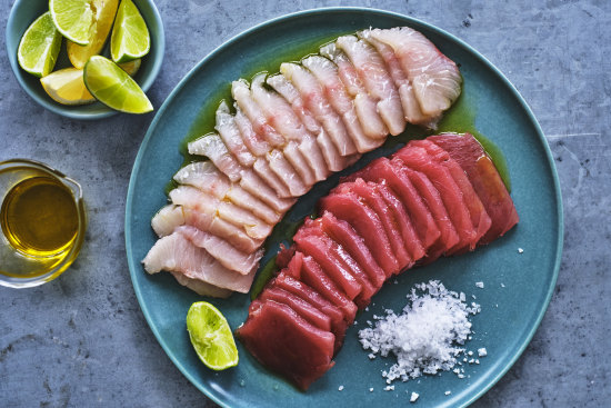 Tuna and kingfish crudo.
