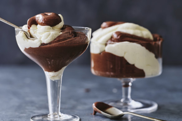 Chocolate and vanilla mousse.