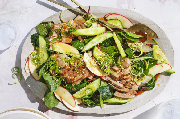 Pork, apple and spring onion salad.