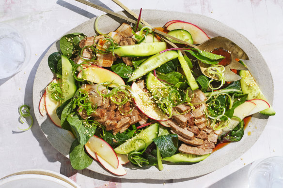 Pork, apple and spring onion salad.