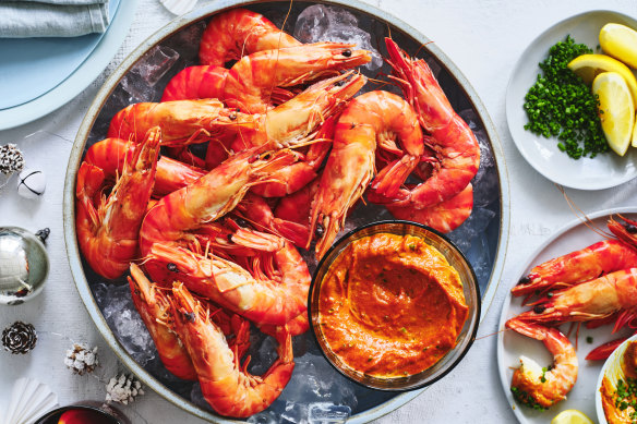 Prawns with paprika aioli.