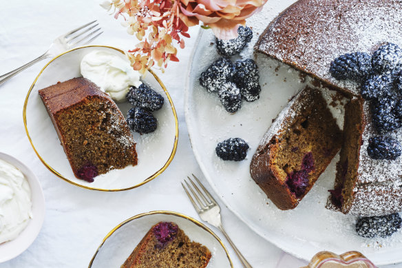Julia Busuttil Nishimura’s blackberry and espresso hazelnut cake.