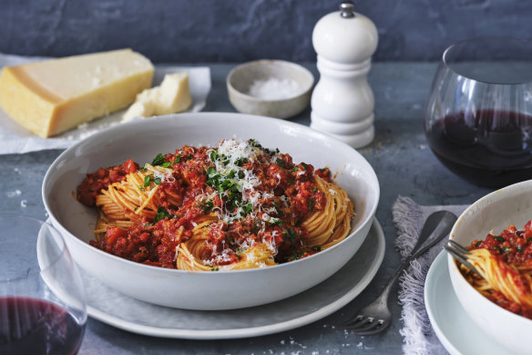 Barber makes her bolognese sauce to a family recipe (plus a glass of wine for the cook, of course).