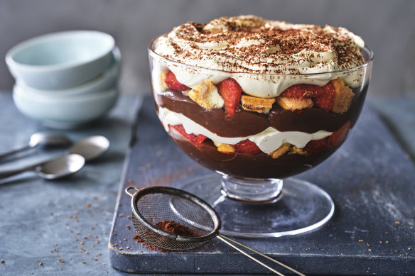 Strawberry and chocolate pudding.