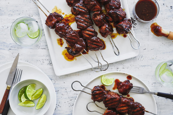 Hawaiian pork neck skewers.