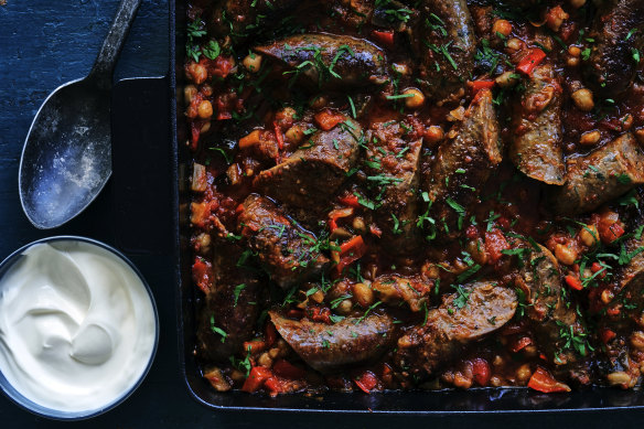 Adam Liaw’s lamb sausage stew with red butter
