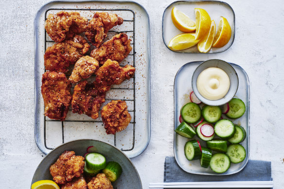 Julia Busuttil Nishimura’s Japanese fried chicken with quick cucumber pickles