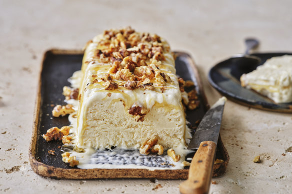 Adam Liaw’s honey and walnut semifreddo.