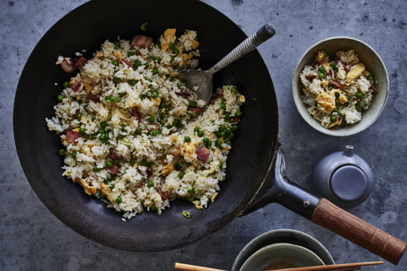 Adam Liaw’s bacon, egg and pea fried rice
