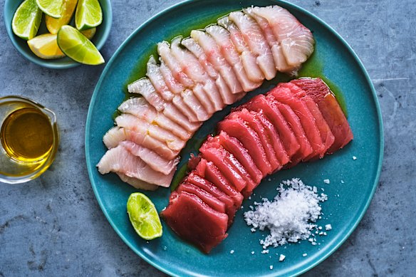 Tuna and kingfish crudo.