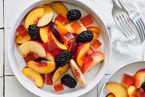 Stonefruit salad with Earl Grey jelly.