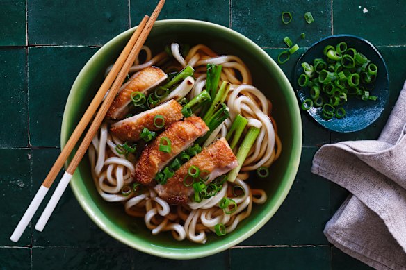 Traditionally, this dish is made with a long Japanese onion called negi, but spring onions are a wonderful substitute