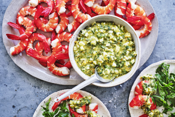Prawns with sauce gribiche.