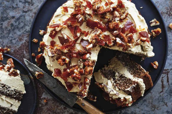 Helen Goh’s coffee cake with buttercream and pecan brittle.