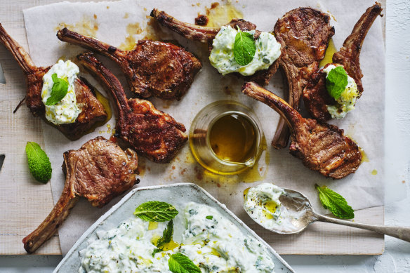 Serve these lamb cutlets with tzatziki (pictured).