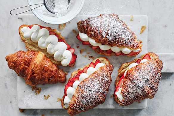 Strawberry and cream croissants.