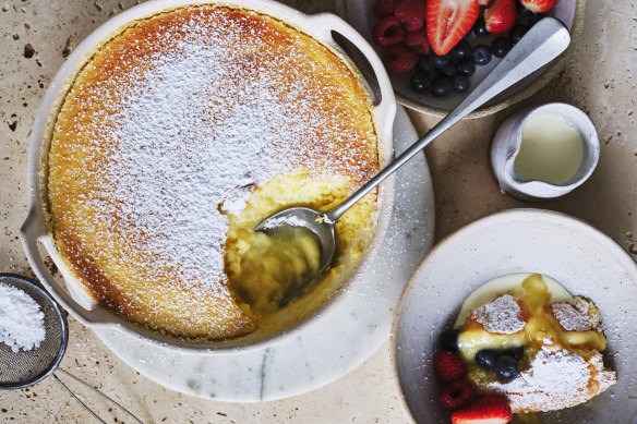 Serve this citrusy pudding with cream and fresh berries.