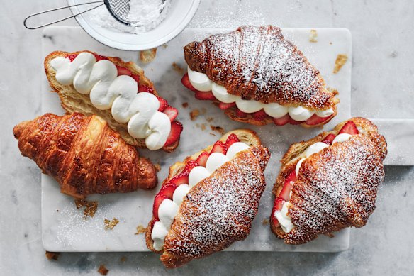 Strawberry and cream croissants.