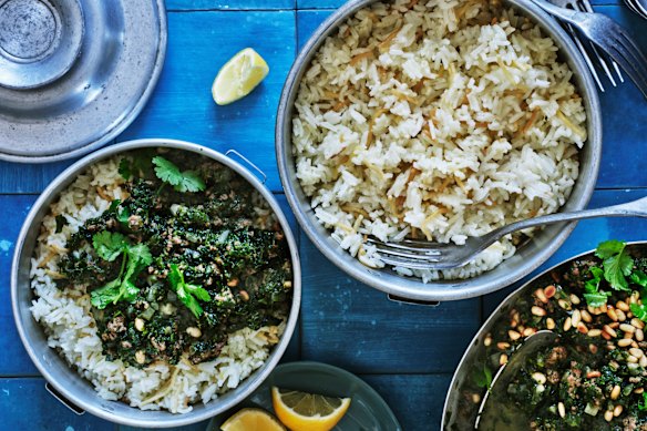 Adam Liaw’s Lebanese vermicelli rice is the perfect side dish to his beef and spinach stew. 