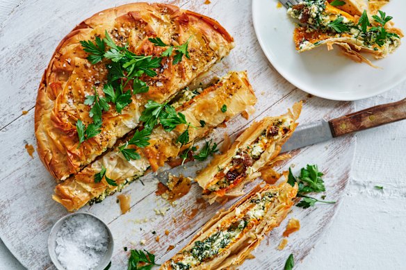 Karen Martini’s pumpkin, herb and feta filo pie.