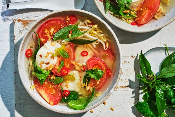Vietnamese sour fish soup.