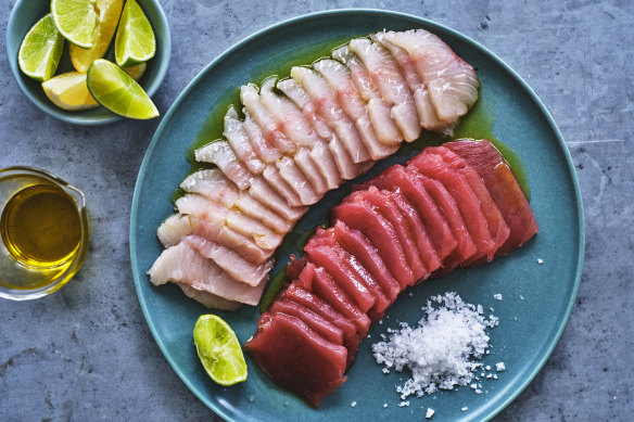 Tuna and kingfish crudo.