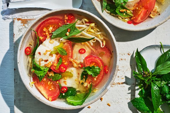 Vietnamese sour fish soup.