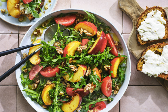 Peach and goat’s cheese salad.