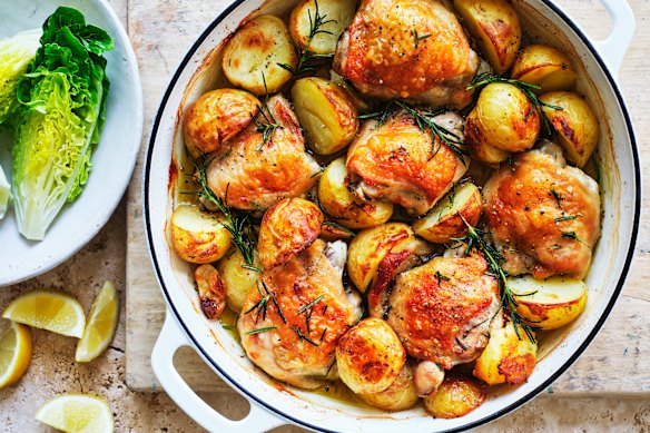 One-pan rosemary chicken and potatoes.