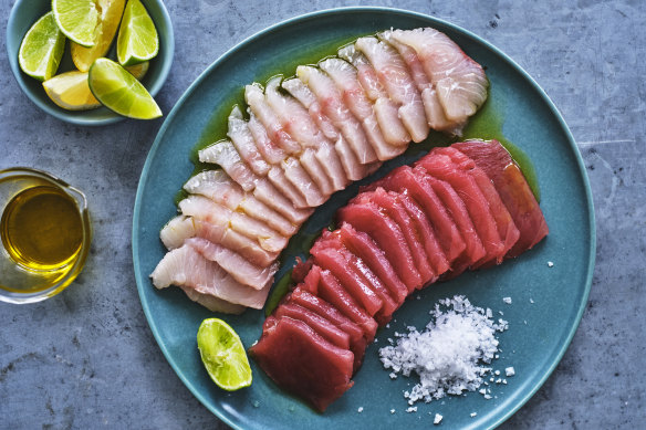 Tuna and kingfish crudo.
